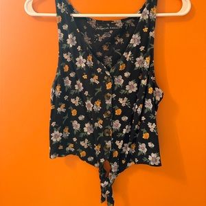 American Eagle tank top size medium, black and floral print